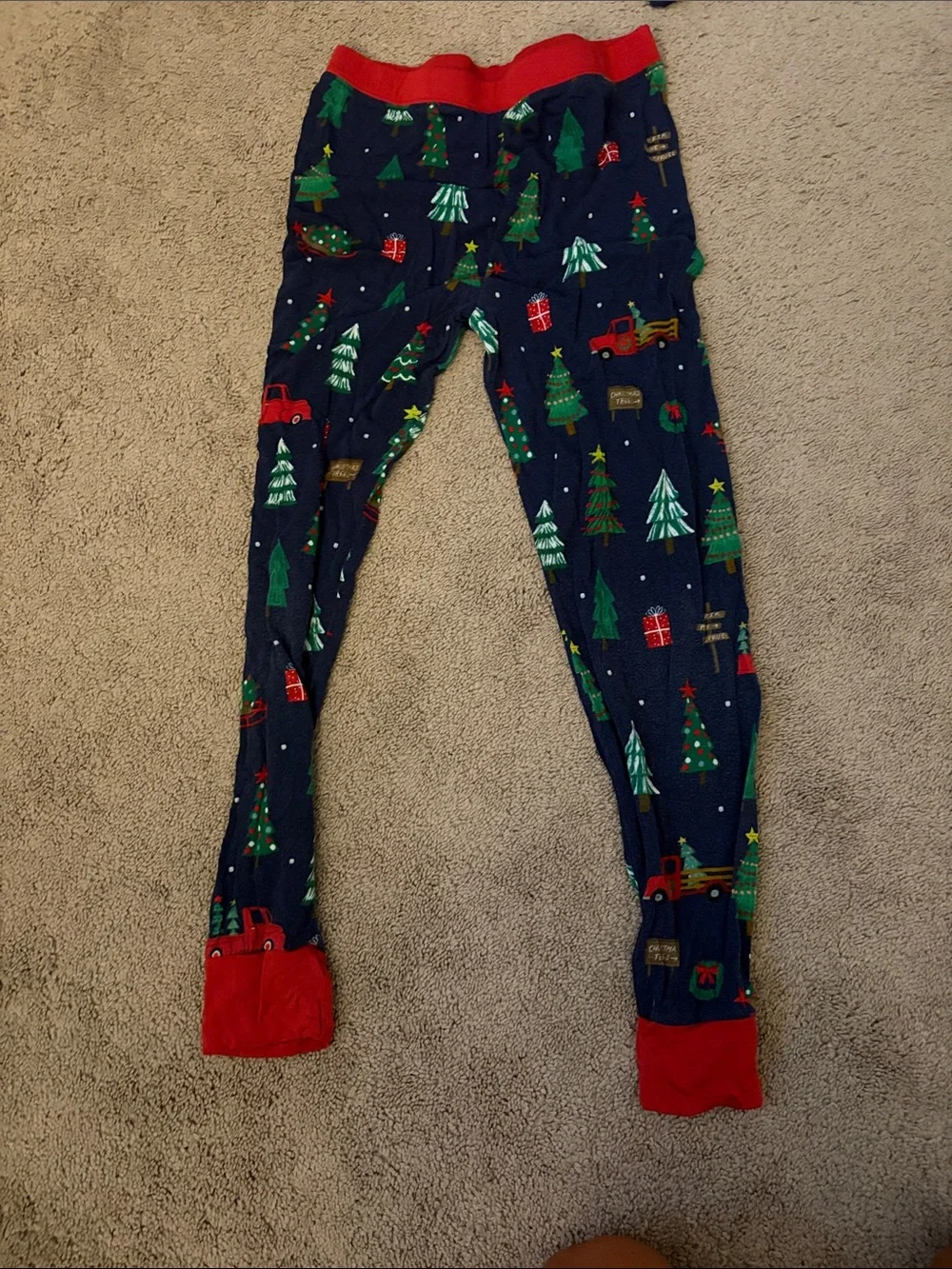 Little Sleepies Christmas Tree One-Piece Pajamas with Red Trim